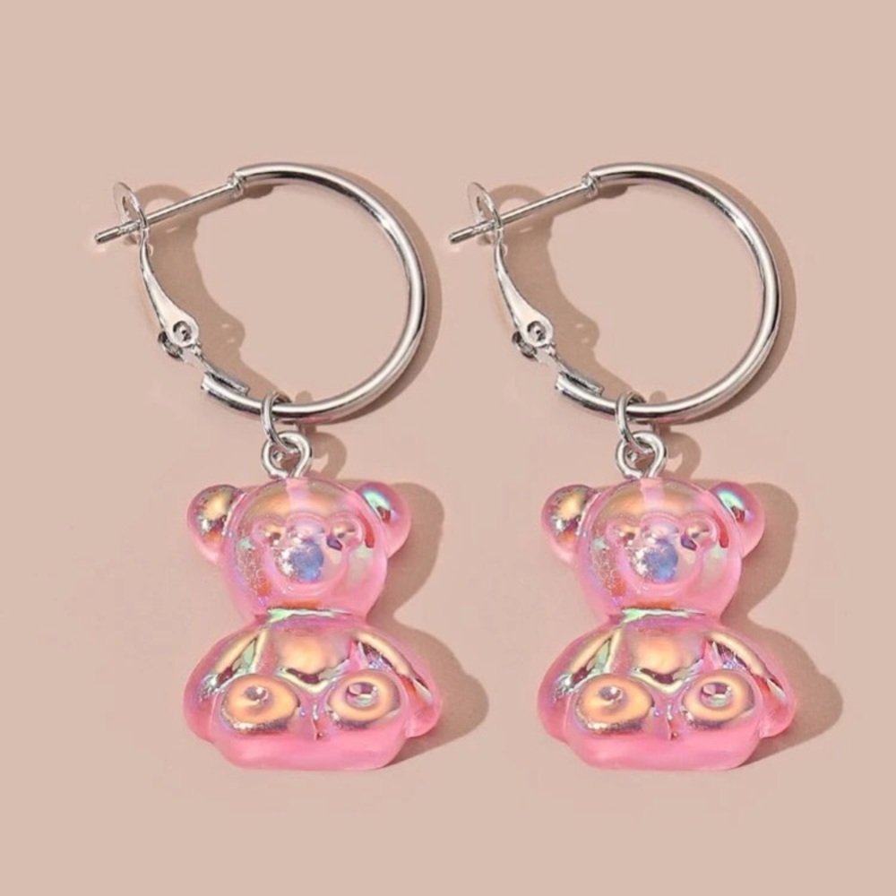 🧸 Adorable Iridescent Yummy Gummy Bear Hoops 🧸 - Picture 2 of 3